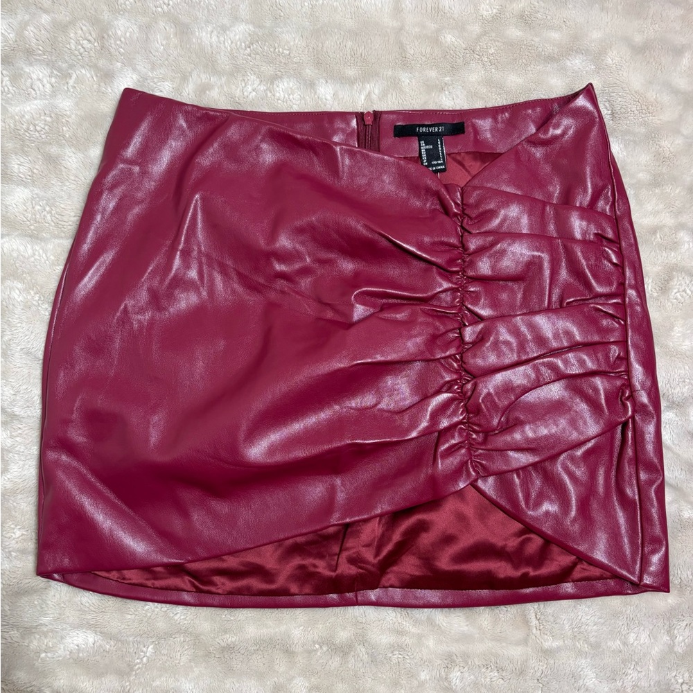 Forever 21 Red Faux Leather Mini Skirt